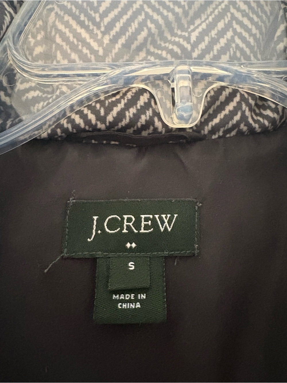 JCrew Down Vest, Navy Herringbone, Sz Small